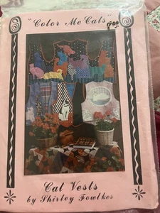 COLOR ME KATZEN APPLIKATION SCHNITTMUSTER-KATZENWESTEN-SHIRLEY FOWLKES-NEU,UNGESCHNITTEN-1990 - Bild 1 von 2