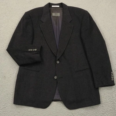 Hugo Boss Blazer 42S Angora Fur Wool Blazer Charcoal Soft Flannel Jacket Coat - Image 1 of 4