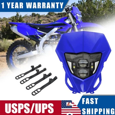 LED 车头灯带蓝色整流罩适用于 2013 - 2023 年雅马哈 WR/TTR/XT/MX 250/400/426/450 — 第 1/4 张图片