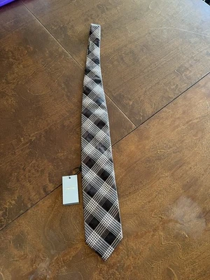 NWT TOM FORD Brown Plaid Silk/Wool Woven  Tie In Original Bag Italy - Image 1 of 4