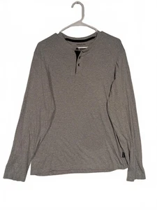 Camicia Kenneth Cole New York grigia manica lunga Henley misto elasticizzato uomo small - Foto 1 di 6