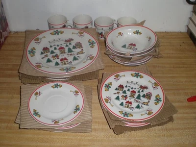 Jamestown China La Alegría de Navidad Juego de Vajilla 20 piezas ¡Excelente! Platos tazas+ Foto 1 de 4