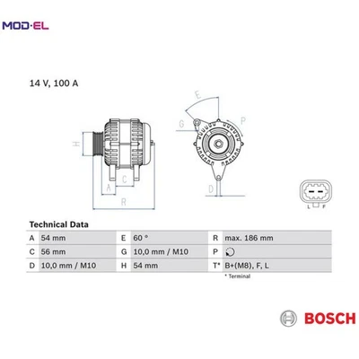 ALTERNATOR 0 986 083 400 FOR VAUXHALL ZAFIRA/Mk/III ASTRA/VI CASCADA INSIGNIA - Image 1 of 4