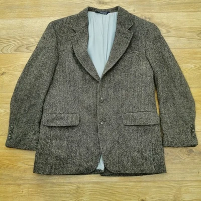 Lands' End Harris Tweed Blazer Jacket Mens 40R Herringbone Brown Business Wool - Image 1 of 4