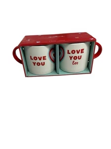 Punze KAFFEETASSEN SET I Love You Paare Tassen Herzen weiß rot rosa - Bild 1 von 3