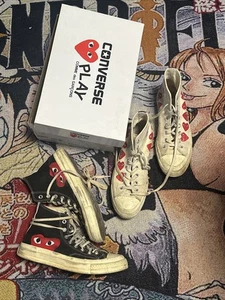 Taglia 8 - Converse CDG usate - bianche e nere - rosse - usate - 2 paia 1 scatola - Foto 1 di 9