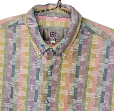 Camisa The Territory Ahead Hombre Grande Texturizada Arco Iris Bloques Botón Delantero Preppy  Foto 1 de 4