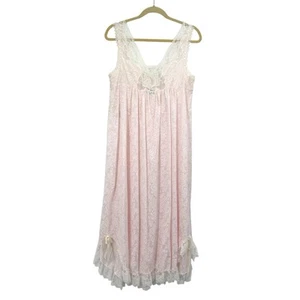 Vintage Christian Dior Nachthemd rosa Blumen Gr. M Spitze lang Old Money Gown NEU! - Bild 1 von 22