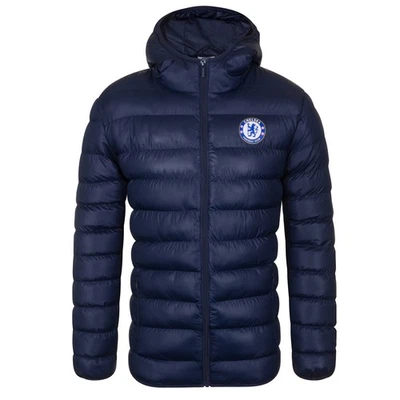 Chelsea Mens Quilted Jacket Hooded Winter Coat Adults Official Soccer Gift - Image 1 of 3