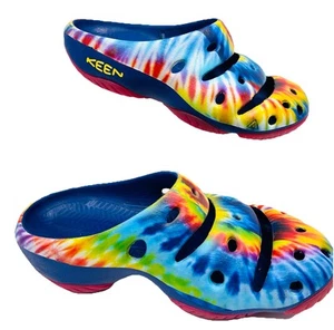 Zuecos de goma Keen Yogui Arts para mujer talla 9/hombre 7 tie-dye arco iris sin cordones - Imagen 1 de 7