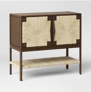 Withania 2 Door Cabinet - Threshold": Vintage Woven Accent, Wood Composite,... - Picture 1 of 3