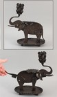 Antique Hand-Hammered & Wrought Iron Elephant Cigar Cutter Ashtray Match Holder