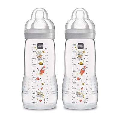 MAM Easy Active Bottle 11 oz (2-Count), Fast Flow Bottles with Silicone Nipples, - Image 1 of 4