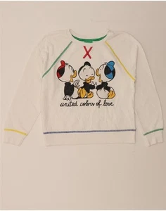 BENETTON Dziewczęca Disney Graficzna bluza Sweter 13-14 lat Duży Biały DB68 - Zdjęcie 1 z 4