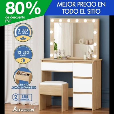 ALFORDSON Tocador Maquillaje Espejo Vanidad Luz LED Dormitorio Almacenamiento - Imagen 1 de 4