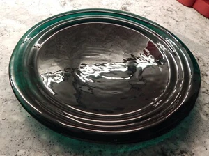 BLENKO RIPPLE GLASS EMERALD GREEN TRAY PLATTER CHARGER FOIL STICKER WAYNE HUSTED - Picture 1 of 7