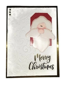 CHRISTMAS Holiday Greeting Card - SANTA on Swirls - Handmade A2 SALE - Picture 1 of 2