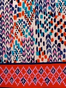 2.1 M Blue Red Chevron Geometric Grunge Viscose Challis Fabric for Dressmaking - Picture 1 of 2
