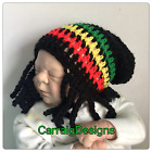 Dreaded Baby rasta  Jamaica Bob Marley slouch beanie hat handmade photo prop