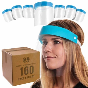 Salon World Safety 160 Face Shields Clear Protective Full Face Shields, Anti-Fog - Picture 1 of 5