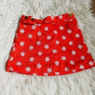 Crewcuts Skirt Girls 4 Turtle Print Pattern Orange Mini Gold Buttons - Image 1 of 4