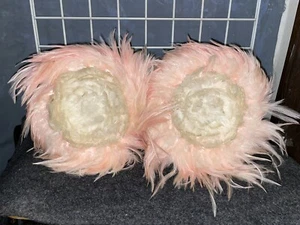Pink & White Uli Uli Polynesian Hawaiian Dance Feathered Rattle Set Percussion - Imagen 1 de 3