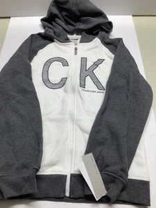 Calvin Klein Big Girls Logo Zip-Up Hoodie Gray/hoodie Sz-12. WY-1 - Picture 1 of 7