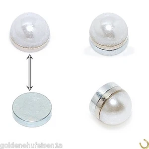 MAGNET Perlen Ohrstecker Ohrringe Damen Magnetschmuck Halbperlen Weiss - Bild 1 von 4
