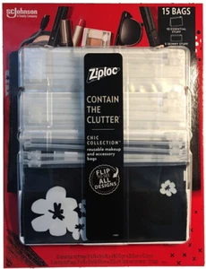 Makeup And Accessory Bags, Contain The Clutter, 15 Count Reusable Ziploc New - Picture 1 of 3