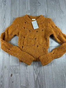H&M Loose Knit Sweater Size XS Womens Gold NWT Wool Alpaca - Picture 1 of 9