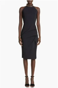 CHIARA BONI La Petite Robe SLAVINKA MOCK NECK BEADED BLACK DRESS 40 IT/ 4 - Picture 1 of 9