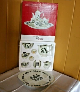 Vintage Madison & Max At Home Holly 10 piece Mini Tea Set Christmas Teapot Set - Picture 1 of 5