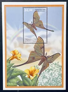 GRENADA GREN MOTH BUTTERFLY STAMPS 2001 MNH AFRICAN MOON MOTH INSECT FLOWER BUGS - Picture 1 of 1