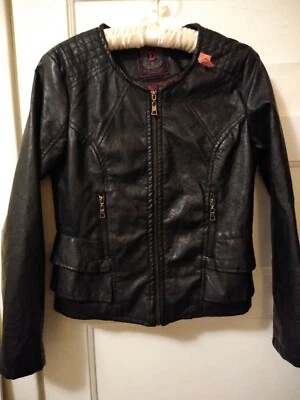 Black NYC Dollhouse outwear faux leather biker zipper Sz Small fully lined - Image 1 of 3