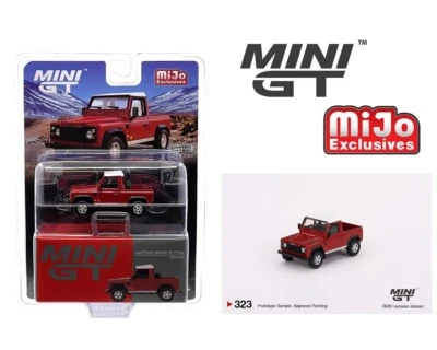 LAND ROVER DEFENDER 90 PICKUP MASAI RED 1:64 MODEL BY MINI GT MGT00323-1H - Image 1 of 4