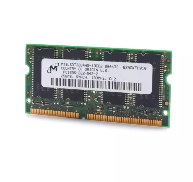 256MB 2RX16 SDRAM SD SDR PC133 CL2 133MHZ 133 144PIN SODIMM 16X16 NON-ECC - Image 1 of 1