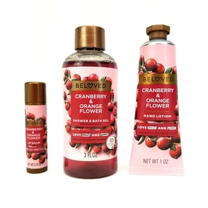 Beloved Set Cranberry & Orange Flower Shower & Bath Gel, Hand Lotion, Lip Balm - Picture 1 of 2