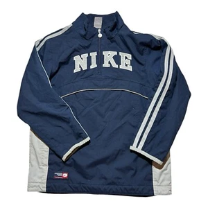Nike Windbreaker Jacket Womens Large Blue White Stripes Long Sleeve 1/4 Zip - Picture 1 of 8