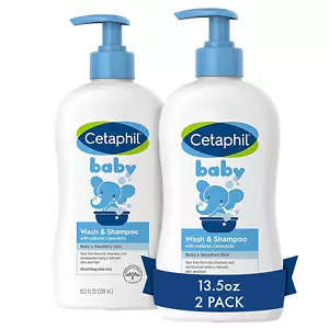 Cetaphil Baby Wash & Shampoo, 13.5oz Pack of 2, Hypoallergenic, Gentle... - Picture 1 of 7