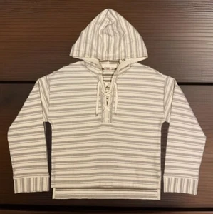 Faherty Baja Hoodie Organic Cotton Poncho Knit Lace-Up Cropped  Top Womens S - Picture 1 of 5