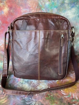 Сумка через плечо JACK GEORGES бордово-коричневая кожа, вертикальный формат - Изображение 1 из 4