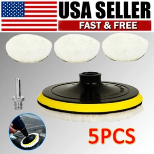 5 STCK. 6 Zoll Polierpad Wollscheibe Mopp Kit für Auto Polierer Bohrer Adapter - Bild 1 von 10