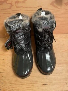 Khombu Keri Suede Lace-Up Winter Boots w/Fux Fur Details, Women's Black 9 - Picture 1 of 8
