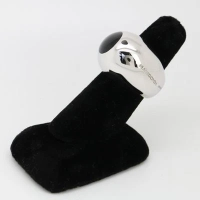 Anel de prata esterlina feito por Pianegonda Itália e conjunto com ônix preto - Imagem 1 de 3