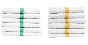100% Cotton Hand Towels 16x27 Inch Economy Striped - Salon Gym Spa Cleaning Home - Picture 1 of 5