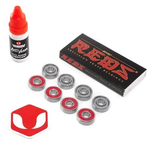 Paquete de cojinetes de monopatín y lubricante Venom Bearing Bones Reds 608 - Imagen 1 de 4