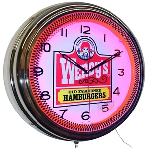 16" Wendy's altmodische Hamburger Neon Uhr Küche Esszimmer Dekor (rot) - Bild 1 von 6