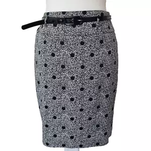 Review Women's Black & White Pencil Skirt Size AU 8 w/ Belt Polka Dot - Picture 1 of 11