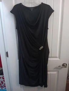 Vestido de Noche Colección Dressbarn Negro Imitación Envoltura Estrás Clip Cóctel 16W - Imagen 1 de 8