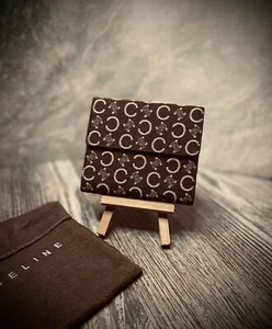 Vintage RARE Celine Jacquard Canvas Leather Monogram C Compact Kisslock Wallet - Picture 1 of 15